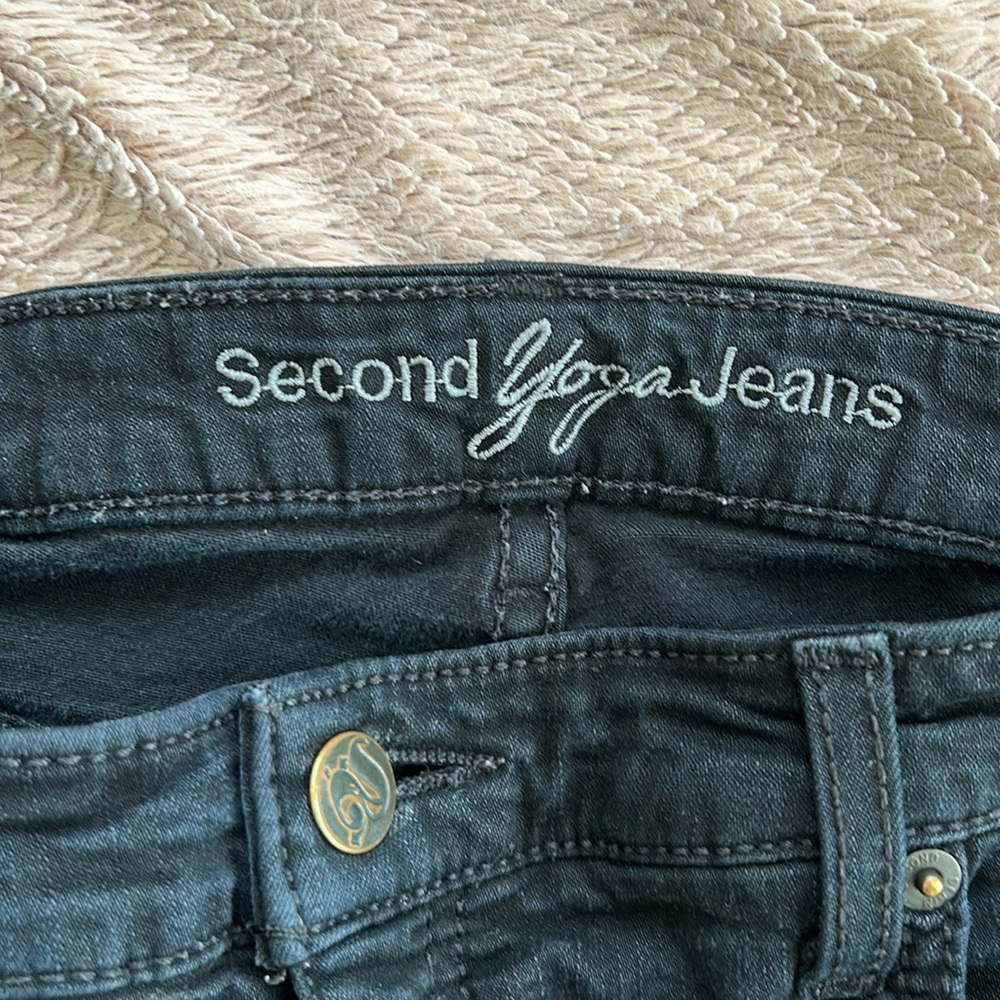 SECOND brand yoga jeans denim stretch black, light wear, size 27 - Picture 5 of 16